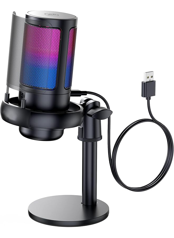 erorex Usb Gaming Microphone For Pc Condenser Mic With Rgb Indicator Quick Mute Tripod Stand Pop Filter And Shock Mount Adjustable Gain Control Compatible With Ps4 5 Ideal For Streaming And Podcasts - Image 1