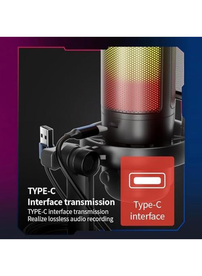 erorex Usb Gaming Microphone For Pc Condenser Mic With Rgb Indicator Quick Mute Tripod Stand Pop Filter And Shock Mount Adjustable Gain Control Compatible With Ps4 5 Ideal For Streaming And Podcasts - Image 5