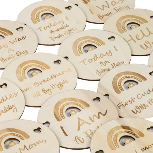 Ohmique NICU Milestone Cards - NICU Baby Essentials, NICU Mom Gifts, Natural Wooden Preemie Milestone Cards for NICU Baby Gifts, Gifts for Preemie Baby Milestone, NICU Baby Accessories - Image 2