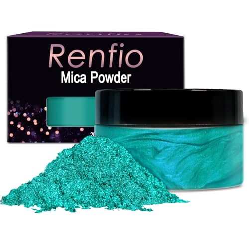 Renfio 100g Mica Powder Pigment, Metallic Natural Dye Mineral Pearl Shimmer Epoxy Resin Dye for Painting Soap Making Slime Bath Bombs 3.5 Oz - Turquoise - Image 1