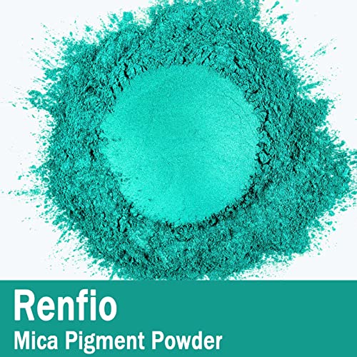 Renfio 100g Mica Powder Pigment, Metallic Natural Dye Mineral Pearl Shimmer Epoxy Resin Dye for Painting Soap Making Slime Bath Bombs 3.5 Oz - Turquoise - Image 2