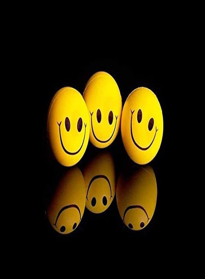 SMART VILLA TRADERS Smiley Face Squeeze Sponge Balls Cute Funny Yellow Stress Reliver Ball (6 Pairs, Free Size) - Image 4