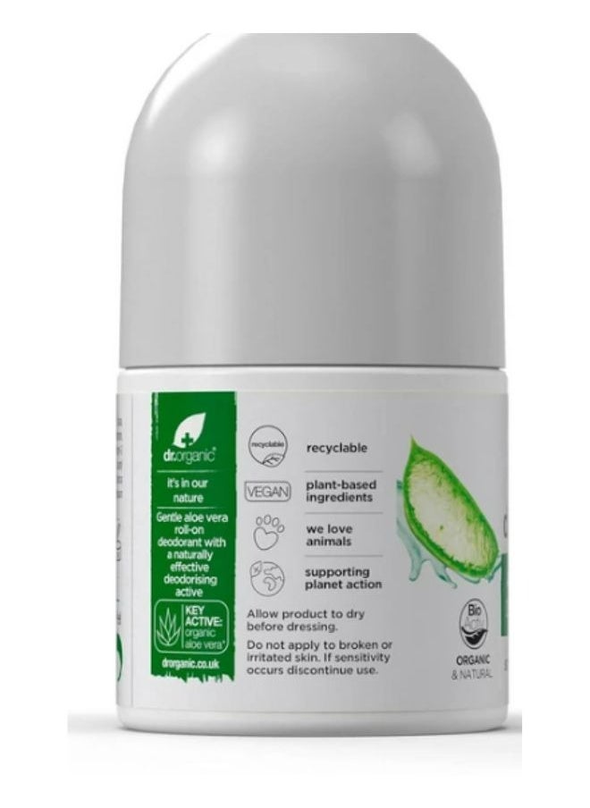 dr.organic - Aloe Vera Roll-On Deodorant 50ml - Image 1