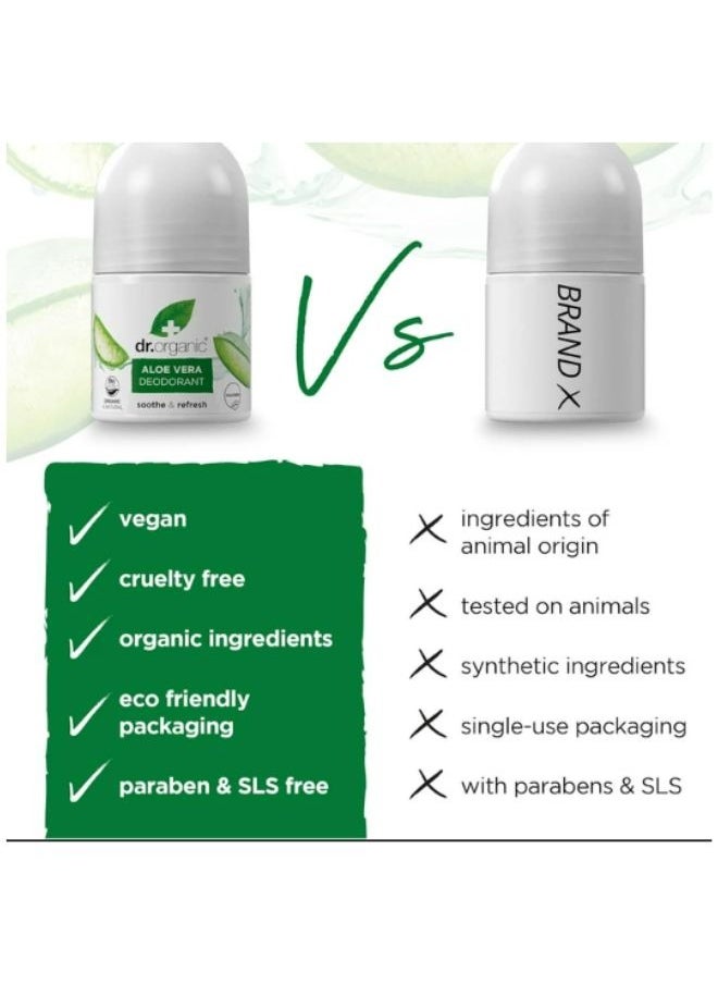 dr.organic - Aloe Vera Roll-On Deodorant 50ml - Image 1