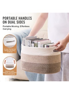 VEVOR VEVOR Cotton Rope Basket, 22L, 3 Packs Storage Basket, Woven Basket Bins with Handles, Decorative Shelf Organizer Towel Hamper, Boho Toy Basket for Organizing Books Clothes Living Room 15 x 10 x 9 in  - Image 4