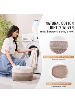 VEVOR VEVOR Cotton Rope Basket, 22L, 3 Packs Storage Basket, Woven Basket Bins with Handles, Decorative Shelf Organizer Towel Hamper, Boho Toy Basket for Organizing Books Clothes Living Room 15 x 10 x 9 in  - Image 3