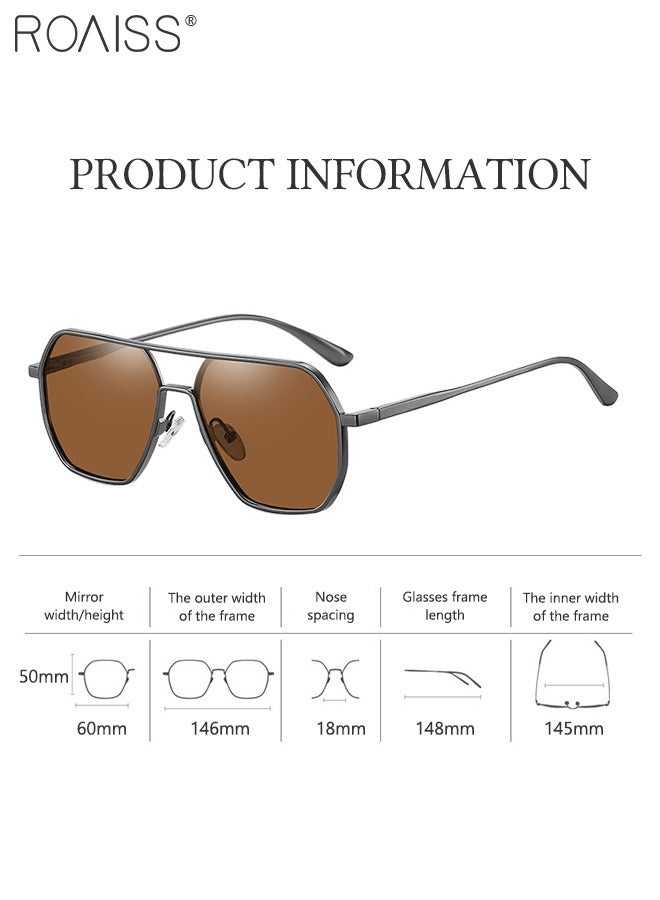 roaiss Men's Polarized Square Sunglasses, UV400 Protection Sun Glasses with Aluminum Magnesium Alloy Frame, Brown Lens for Men Driving, Fishing, Golfing, Traveling - Image 3