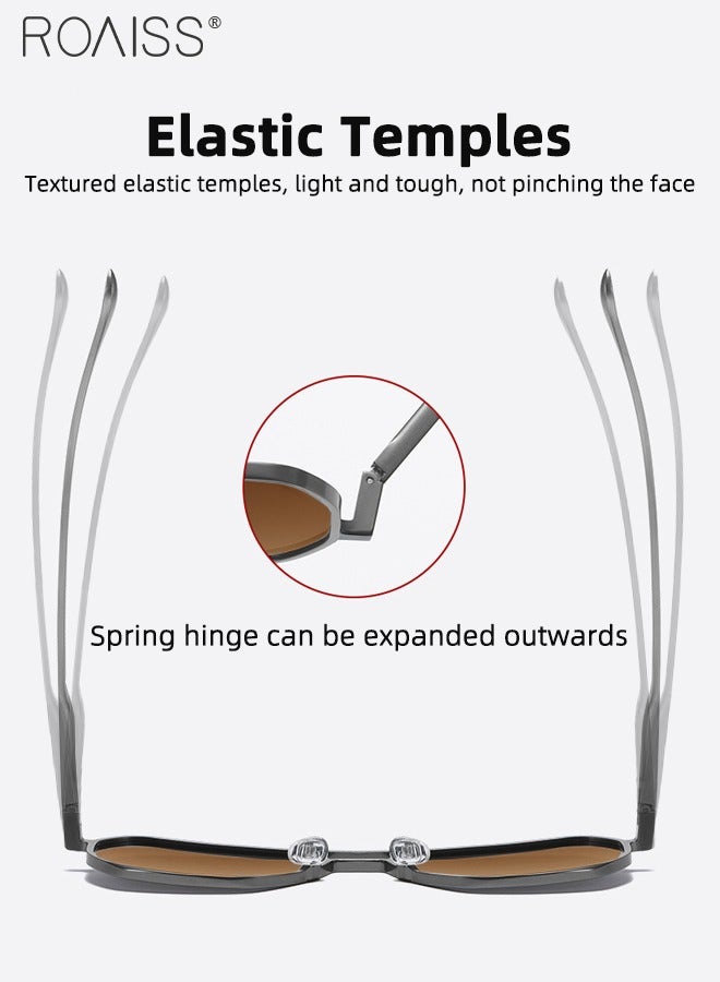 roaiss Men's Polarized Square Sunglasses, UV400 Protection Sun Glasses with Aluminum Magnesium Alloy Frame, Brown Lens for Men Driving, Fishing, Golfing, Traveling - Image 5