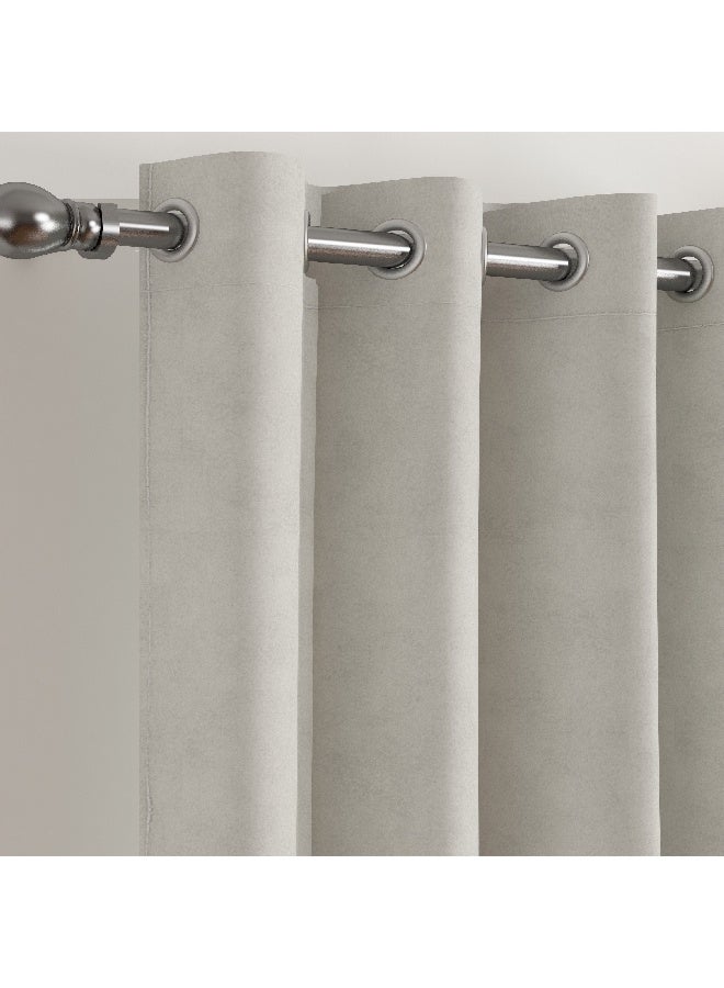 Home Box Dove 2-Piece Velvet Extra Long Dimout Curtain Set 135 x 300 cm - Image 2