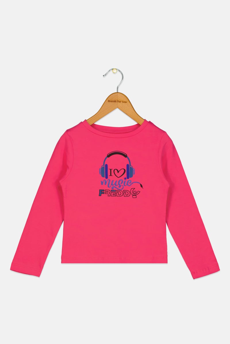 FREDDY Toddlers Girl Crew Neck Long Sleeves Graphic Print , Pink - Image 1