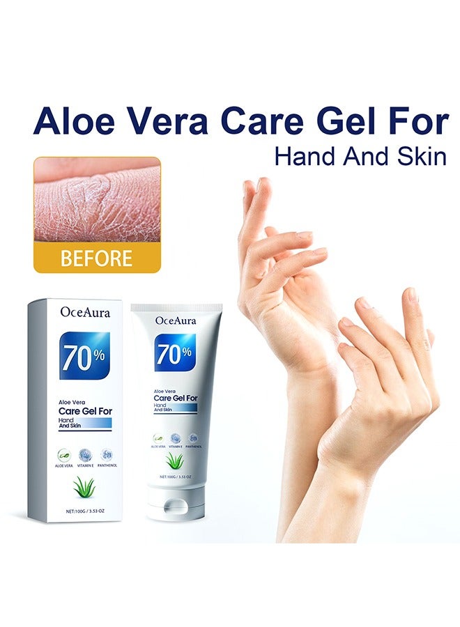 OceAura Aloe Vera Care Gel For Hand And Skin, Miracle Hand Cream, Aloe Vera Skin Care Gel, Repairing Aloe Vera Lotion, Moisturizing, Softening, Repairing, For Dry Hands, Hand Cream with Natural Aloe Vera and Vitamin E 100g - Image 2