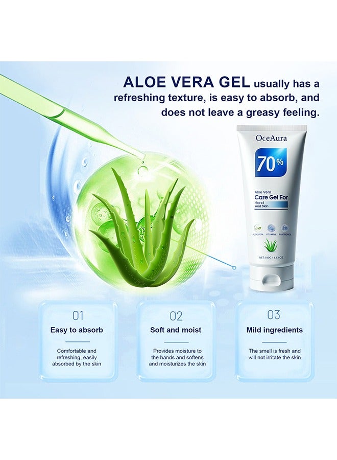OceAura Aloe Vera Care Gel For Hand And Skin, Miracle Hand Cream, Aloe Vera Skin Care Gel, Repairing Aloe Vera Lotion, Moisturizing, Softening, Repairing, For Dry Hands, Hand Cream with Natural Aloe Vera and Vitamin E 100g - Image 4
