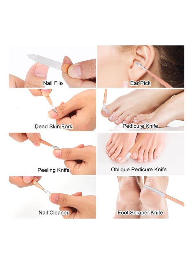 LifHap Professional Nail Care Kit - 18-Piece Manicure Set with Stainless Steel Ingrown Nail Toenail Cuticle Cutter Clipper Pedicure Kit,Grooming Kits with Portable Travel Case.(Rose Gold) - Image 4