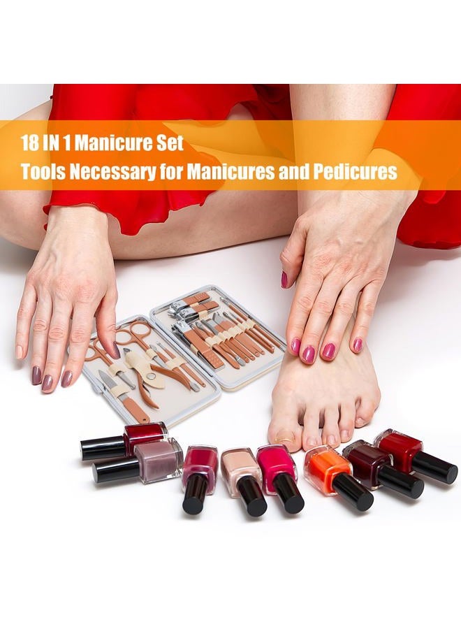 LifHap Professional Nail Care Kit - 18-Piece Manicure Set with Stainless Steel Ingrown Nail Toenail Cuticle Cutter Clipper Pedicure Kit,Grooming Kits with Portable Travel Case.(Rose Gold) - Image 5