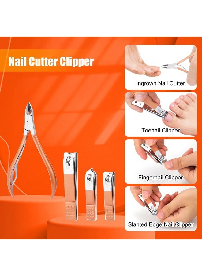 LifHap Professional Nail Care Kit - 18-Piece Manicure Set with Stainless Steel Ingrown Nail Toenail Cuticle Cutter Clipper Pedicure Kit,Grooming Kits with Portable Travel Case.(Rose Gold) - Image 2