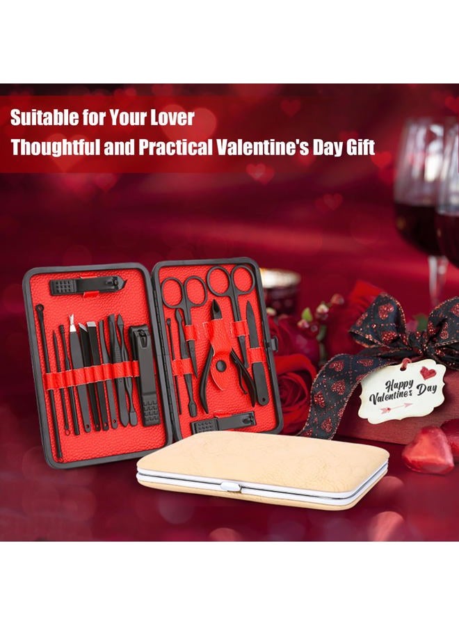 LifHap Professional Nail Care Kit - 18-Piece Manicure Set with Stainless Steel Ingrown Nail Toenail Cuticle Cutter Clipper Pedicure Kit,Grooming Kits with Portable Travel Case.(Rose Gold) - Image 1