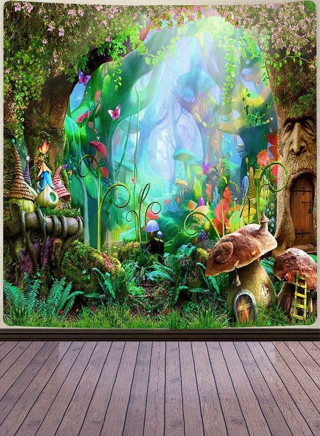 Aidatain Fairy Tale Forest Tapestry Wall Hanging Mushroom Trees Wall Flannel Large 80x60 Inches Spring Scenery Tapestries for Teen Girls Bedroom Living Room Dorm Party Decor GTLMAT103 - Image 1