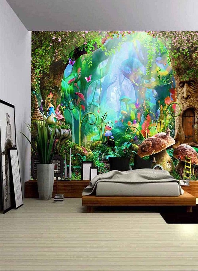 Aidatain Fairy Tale Forest Tapestry Wall Hanging Mushroom Trees Wall Flannel Large 80x60 Inches Spring Scenery Tapestries for Teen Girls Bedroom Living Room Dorm Party Decor GTLMAT103 - Image 2