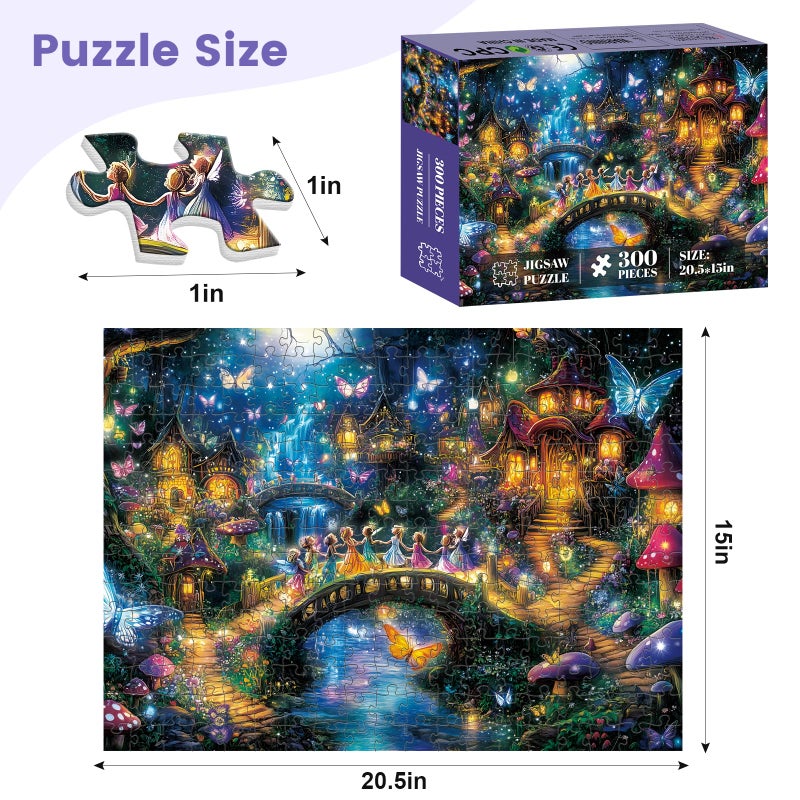 VOLUVOLU 300 Pieces Butterfly Puzzles For Adults  Fairy Puzzle For Adults Children  Scenery Puzzle 300 Pieces  Gift For Birthday  Home Decor  Fun For Family Entertainment(20.5 * 15 In) - Image 2
