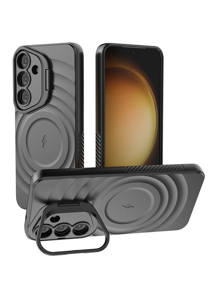 general Case for Samsung Galaxy S25 Plus 5G / S25+ 5G, Compatible with Magnetic Charging, Water Wave Pattern Design Ultra-thin Soft Silicone TPU Bumper Shockproof Cover with Foldable Bracket - Image 1