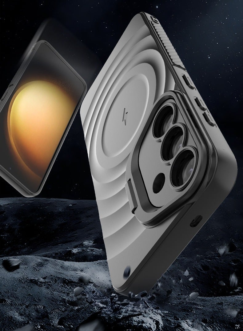 general Case for Samsung Galaxy S25 Plus 5G / S25+ 5G, Compatible with Magnetic Charging, Water Wave Pattern Design Ultra-thin Soft Silicone TPU Bumper Shockproof Cover with Foldable Bracket - Image 2