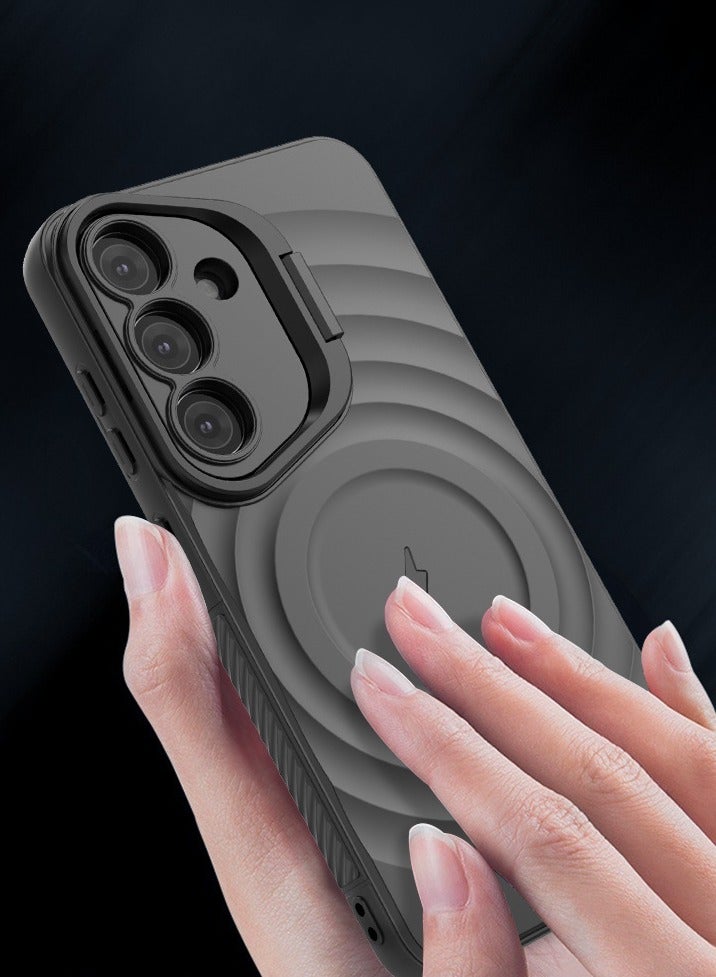 general Case for Samsung Galaxy S25 Plus 5G / S25+ 5G, Compatible with Magnetic Charging, Water Wave Pattern Design Ultra-thin Soft Silicone TPU Bumper Shockproof Cover with Foldable Bracket - Image 4