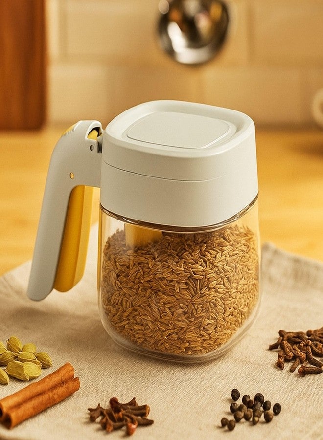 Ramkuwar Seasoning Jar with Lid and Measuring Spoon Refillable Spice Containers for Salt, Pepper & Masala (White, Pack of 1) - Image 3