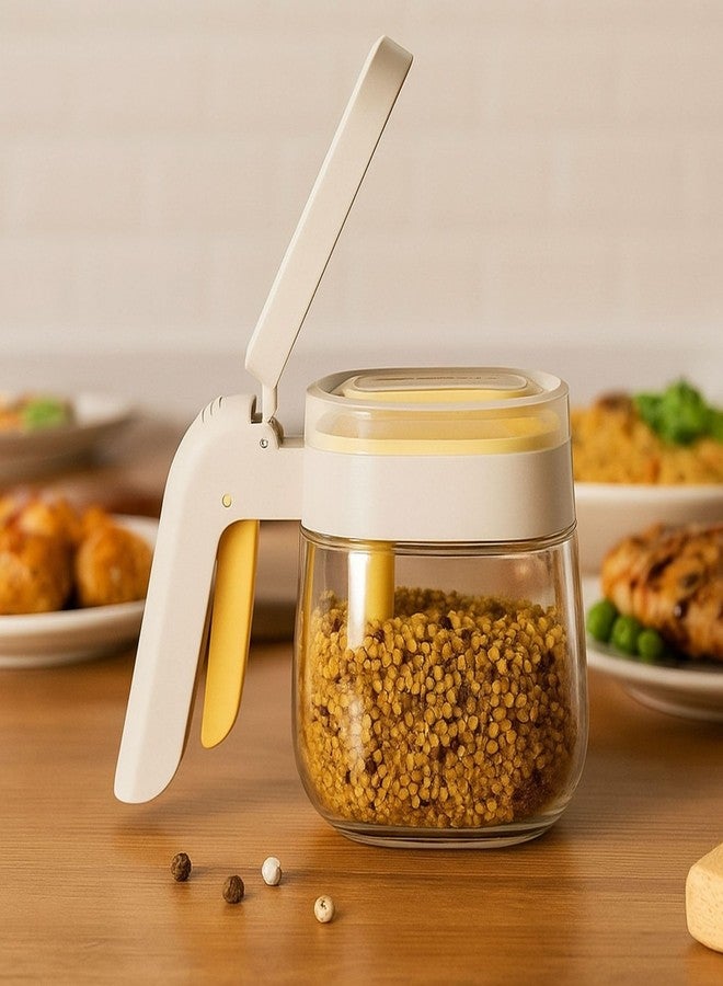 Ramkuwar Seasoning Jar with Lid and Measuring Spoon Refillable Spice Containers for Salt, Pepper & Masala (White, Pack of 1) - Image 4