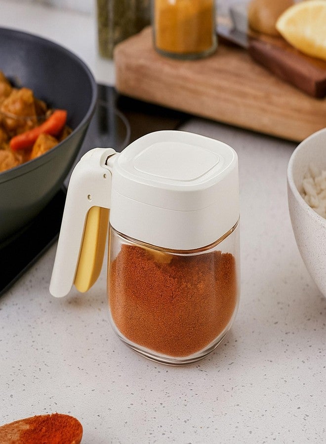 Ramkuwar Seasoning Jar with Lid and Measuring Spoon Refillable Spice Containers for Salt, Pepper & Masala (White, Pack of 1) - Image 5