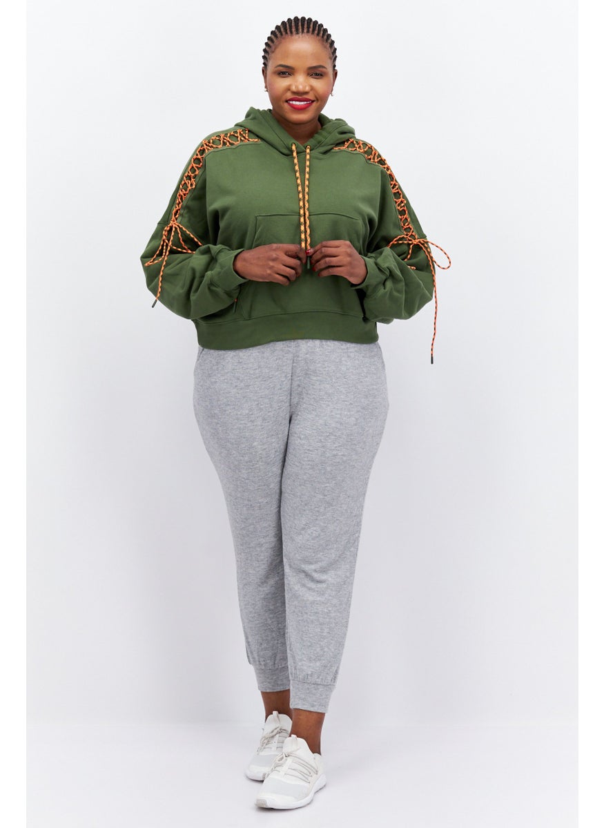 Adidas - Adidas x Ivy Park Women Plus Size Hooded Outdoor Hoodies, Army Green - Image 1