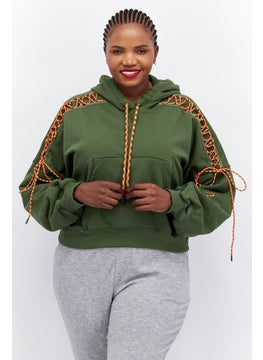 Adidas x Ivy Park Women Plus Size Hooded Outdoor Hoodies, Army Green