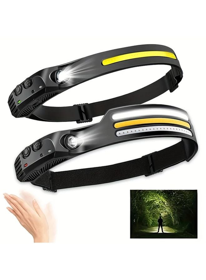1pc USB Rechargeable Motion Sensing LED Headlamp Bright COB Emergency Light For Camping Hiking Running Fishing Work - Image 2