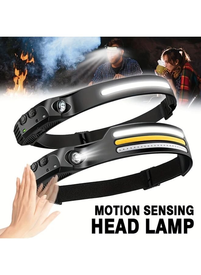 1pc USB Rechargeable Motion Sensing LED Headlamp Bright COB Emergency Light For Camping Hiking Running Fishing Work - Image 3