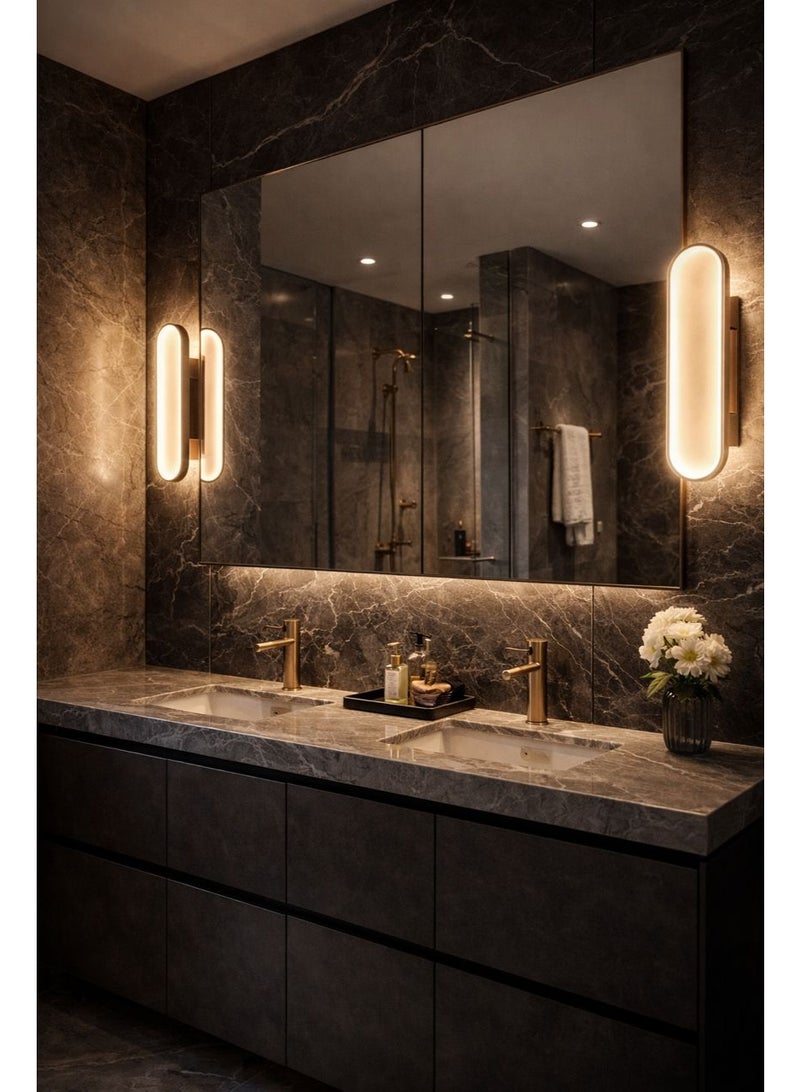 Modern WHITE wall light with three lighting levels, length 48 cm and width 18 cm, featuring luxurious oval design - Image 4