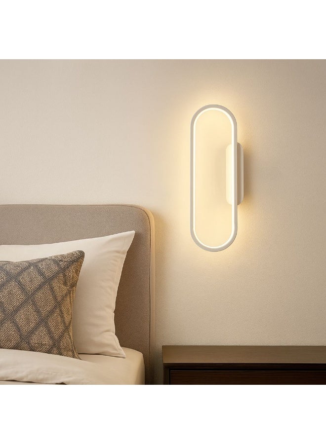 Modern WHITE wall light with three lighting levels, length 48 cm and width 18 cm, featuring luxurious oval design - Image 5