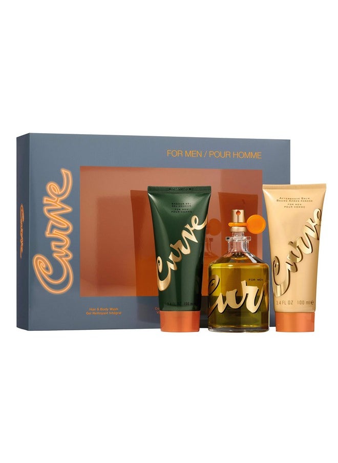 Curve Curve Men's Cologne Gift Set, 3 Pieces Include 4.2 Fl Oz Cologne, Hair and Body Wash, and Face Balm  - Image 2
