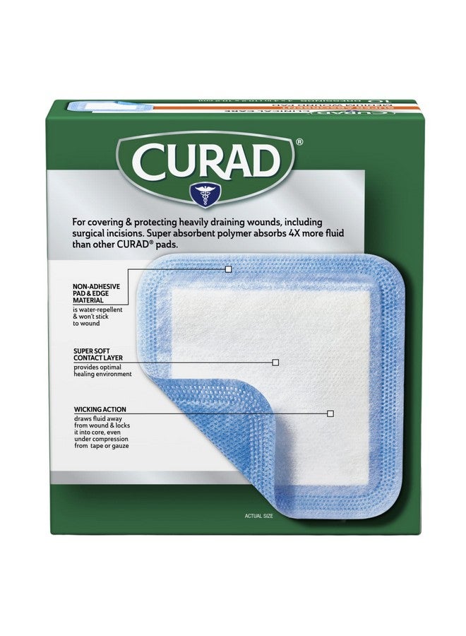 Curad Super Absorbent Wound Pad, Medium, 4" x 4", 10 Count, 3 Pack - Image 1