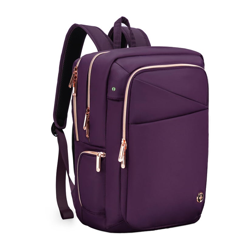 Swissdigital Design Business Laptop Backpack for Women, College Computer Backpack with USB Charging Port, Fits 15.6 Inch Laptop Travel Work Backpack, Purple | SD1006F-46 - Image 1
