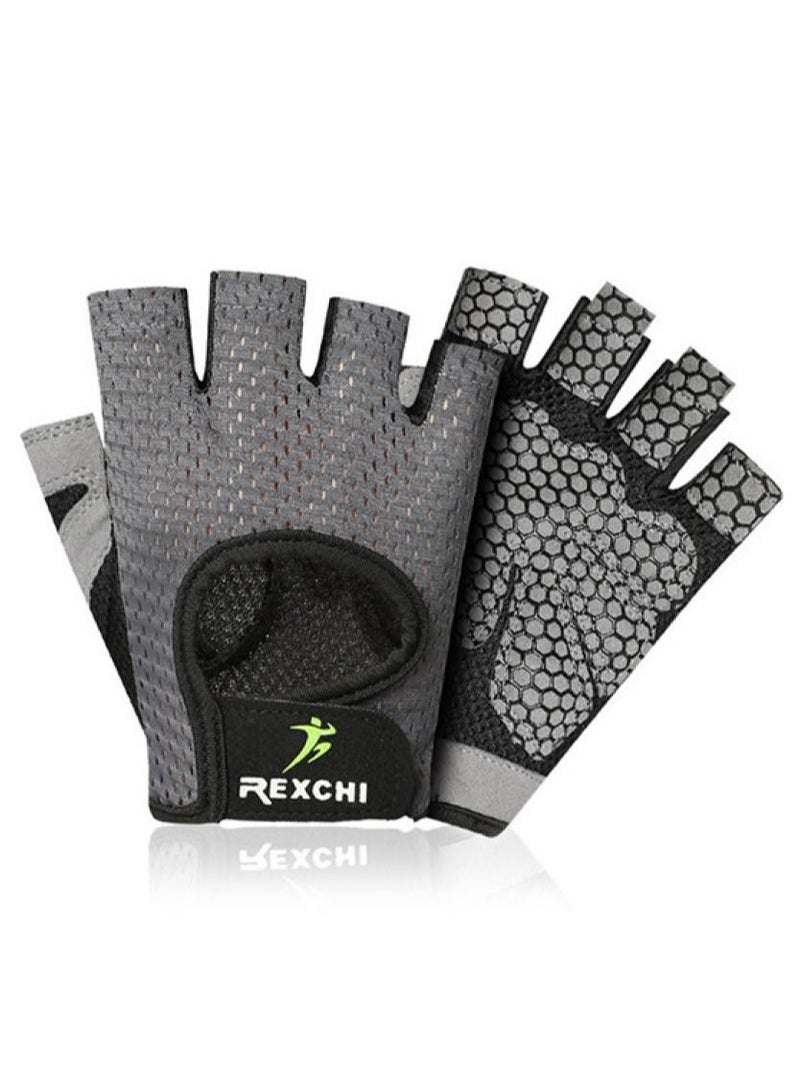 REXCHI Men's And Women's Half Finger Exercise  Cycling Anti-skid Breathable Gloves
