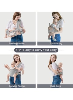 babypark Baby Carrier Newborn to Toddler with Pocket, 4-in-1 Easy to Wear Ergonomic Adjustable Breathable Carrier Slings, Perfect for Baby Infants up to 15kg Toddlers, Grey  - Image 4