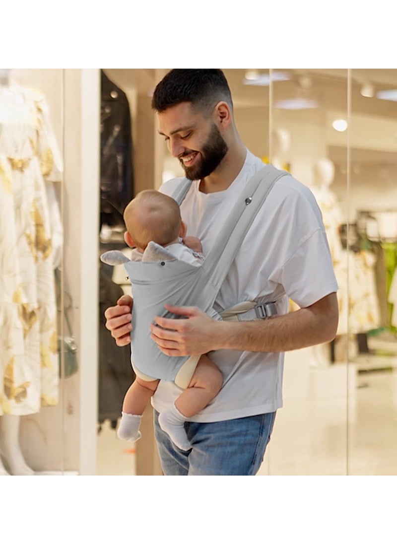 babypark - Baby Carrier Newborn to Toddler with Pocket, 4-in-1 Easy to Wear Ergonomic Adjustable Breathable Carrier Slings, Perfect for Baby Infants up to 15kg Toddlers, Grey - Image 1