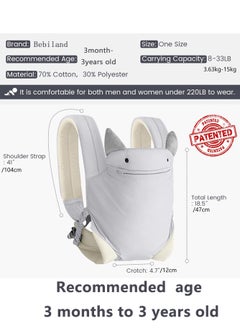babypark Baby Carrier Newborn to Toddler with Pocket, 4-in-1 Easy to Wear Ergonomic Adjustable Breathable Carrier Slings, Perfect for Baby Infants up to 15kg Toddlers, Grey  - Image 2
