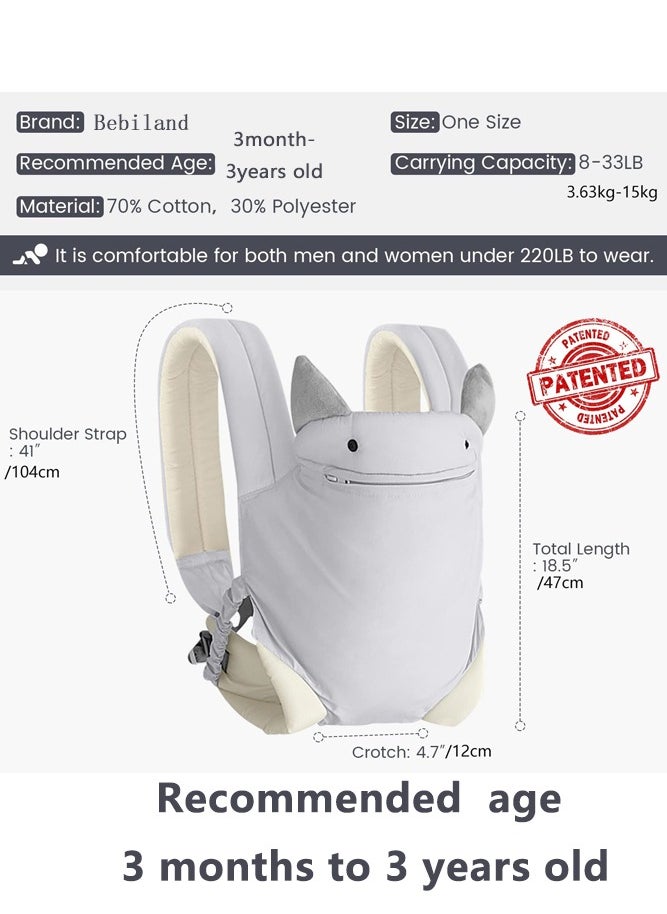 babypark - Baby Carrier Newborn to Toddler with Pocket, 4-in-1 Easy to Wear Ergonomic Adjustable Breathable Carrier Slings, Perfect for Baby Infants up to 15kg Toddlers, Grey - Image 1