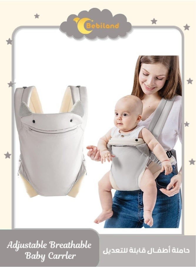 بيبي لاند حمالة اطفال من حديثي الولادة الى الصغار مع جيب، 4 في 1 سهلة الارتداء ومريحة وقابلة للتعديل وجيدة التهوية، مثالية للرضع حتى وزن 15 كجم - رمادي - Image 1