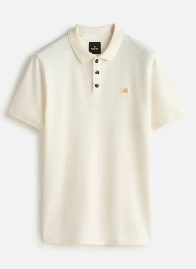 Wrogn Cotton Blend Polo T-Shirt | Off White