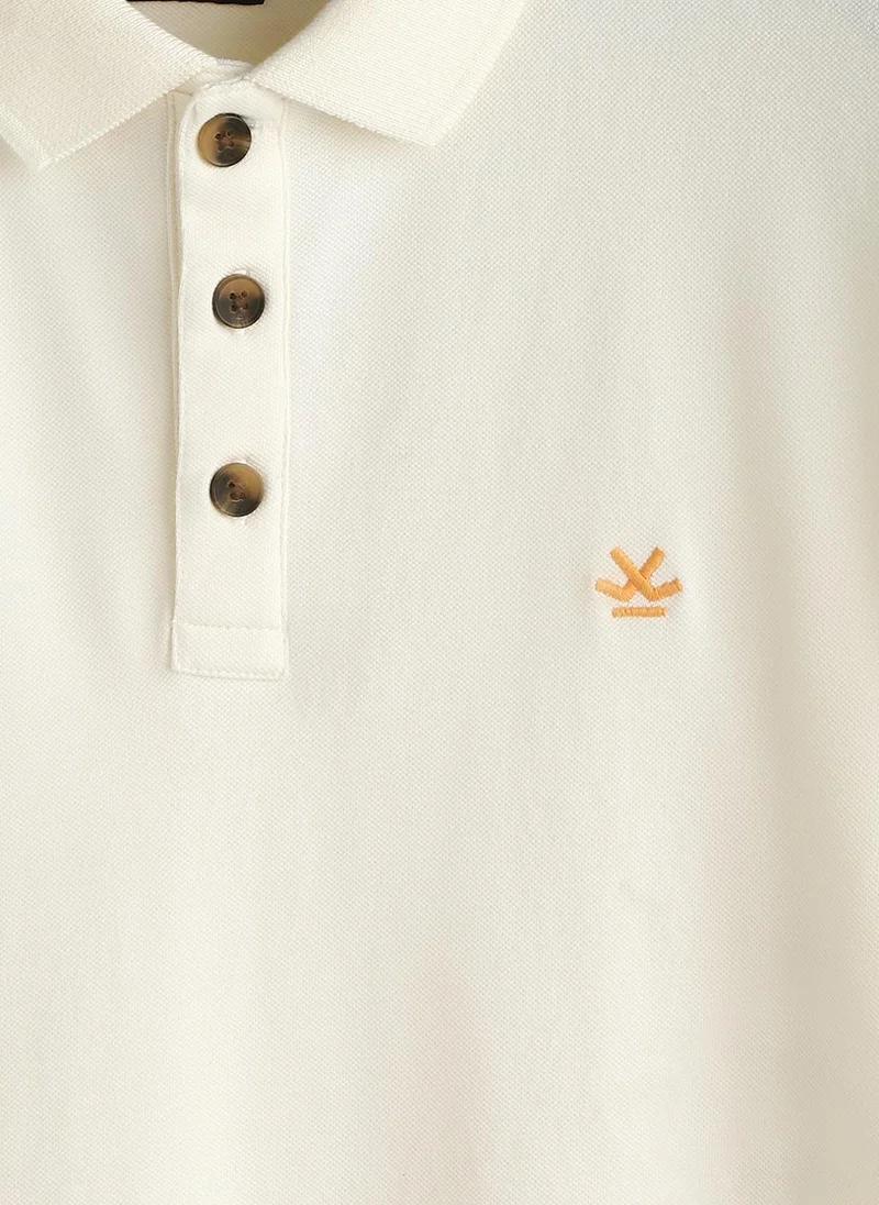 Wrogn Cotton Blend Polo T-Shirt | Off White