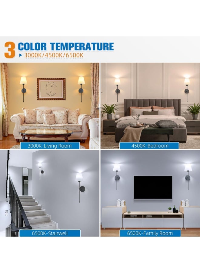 WALALLA Wall Lights Battery Operated Wall Sconces Set of 2,Black Wireless Wall Sconces with Remote,9 Colors Modes Rechargeable Wall lamp for Bedroom Living Room - Image 3