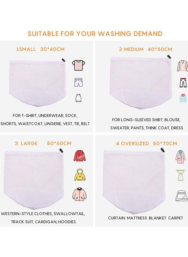 4PCS Mesh Laundry Bags Laundry Net Bag Drawstring Reusable Durable Washing Net Bag for Clothes Underwear Delicates Socks Baby Clothes Bra Shoes Knitted Garments - Image 2