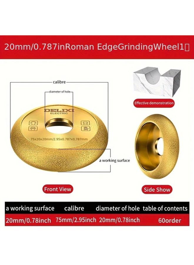 0 79 Inch Cylindrical Edging Diamond Grinding Wheel For Tile Marble Granite Stone - Image 1