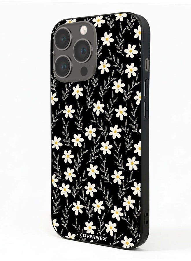 Covernex Apple iPhone 13 Pro Protective Case Cover Printed Featuring Midnight Garden Tiny Daisy Pattern - Image 1